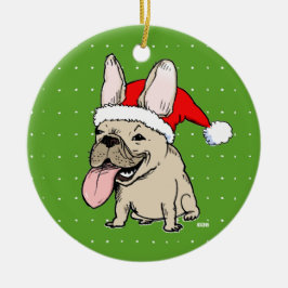 Adorno De Cerámica Navidad divertido de Frenchie del bulldog francés