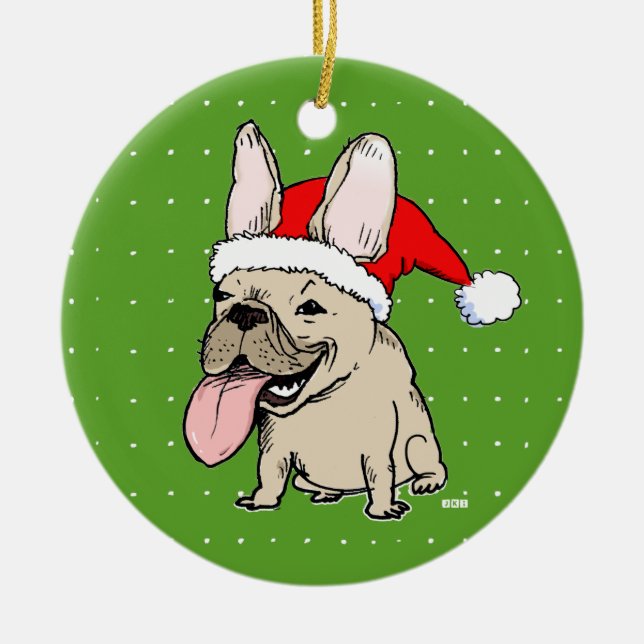 Adorno De Cerámica Navidad divertido de Frenchie del bulldog francés (Frente)