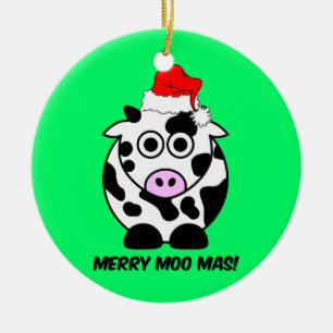 Adorno De Cerámica Navidad divertido de la vaca