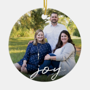 Adorno De Cerámica Navidad elegante de encargo de la foto de familia
