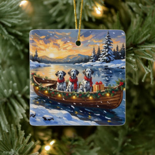 Adorno De Cerámica Navidad en Barco Dalmata