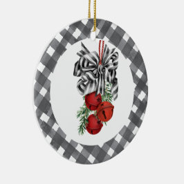 Adorno De Cerámica Navidad en Blanco y Negro