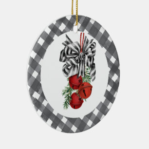 Adorno De Cerámica Navidad en Blanco y Negro 