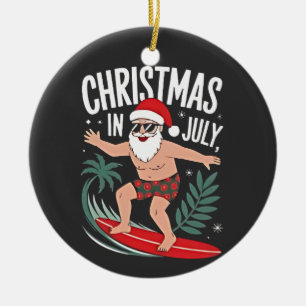 Adorno De Cerámica Navidad en Julio Divertido Santa Surfista Vacacion