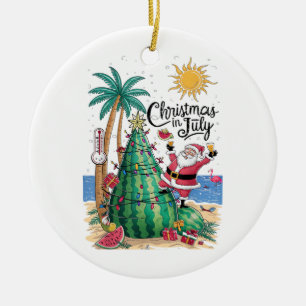 Adorno De Cerámica Navidad en Julio Sandía Árbol de Navidad Santa Pla