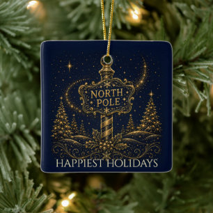 Adorno De Cerámica Navidad en las Estrellas   Foto del Polo Norte
