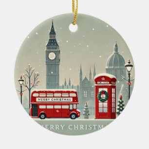 Adorno De Cerámica Navidad en Londres   Big Ben y Londres Festivo
