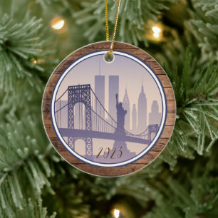 Adorno De Cerámica Navidad en Nueva York - Nombre de año personalizad