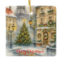 Navidad en París Fiesta - Eiffel Acuarela 