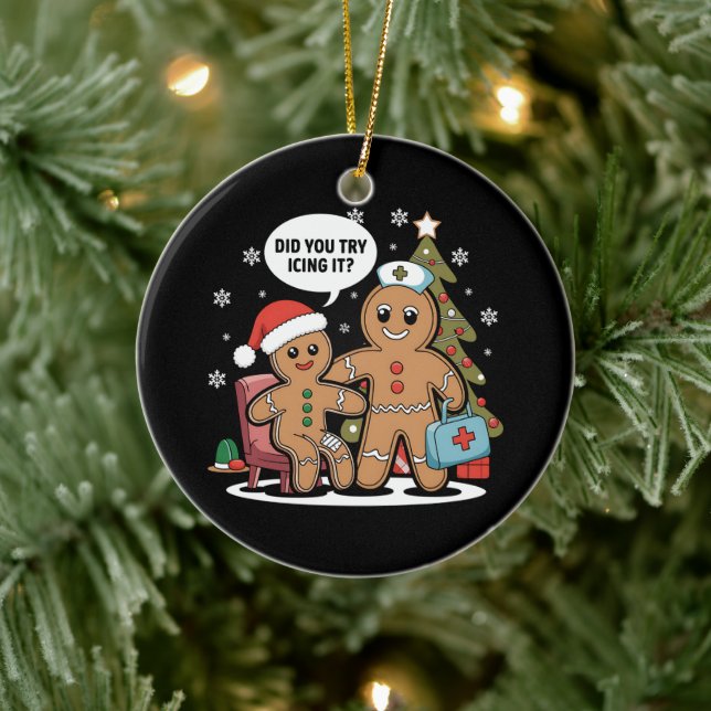 Adorno De Cerámica Navidad Enfermera A Gingerbread Man ¿Intentaste Iz (Árbol)