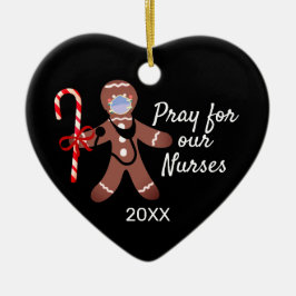 Adorno De Cerámica Navidad Enfermera Covid Face Mask Gingerbread Man