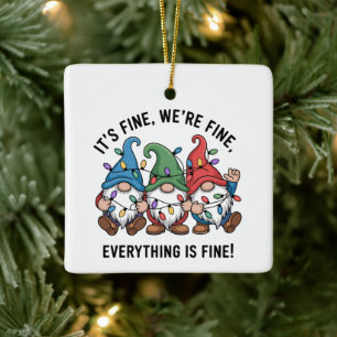 Adorno De Cerámica Navidad Está Bien Estamos Bien Todo Está Bien Gnom