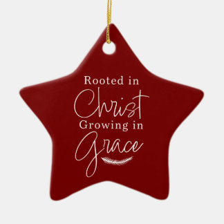 Adorno De Cerámica Navidad Estrella Roja y Blanca Creciendo en Gracia