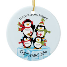 Navidad Familia De 4 Pingüinos Personalizados LIND