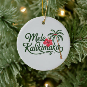 Adorno De Cerámica Navidad Familia Mele Kalikimaka Playa de Hawaii