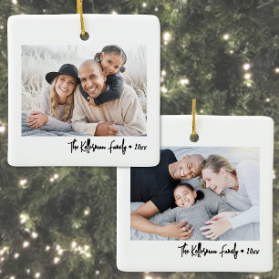 Adorno De Cerámica Navidad Familiar Personalizada Doble Cara con Dos