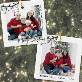Adorno De Cerámica Navidad Familiar Personalizada Doble Cara con Dos 