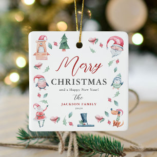 Adorno De Cerámica Navidad Familiar Personalizada Llena de Encanto