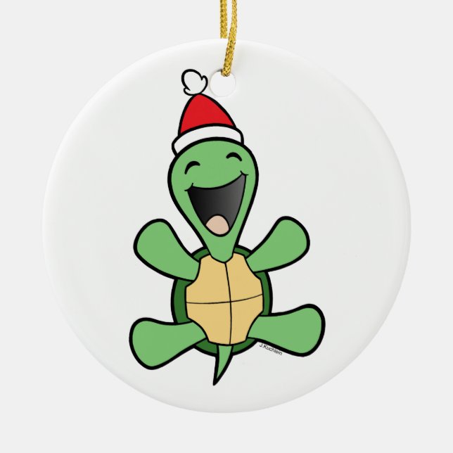 Adorno De Cerámica Navidad feliz de la tortuga (Frente)