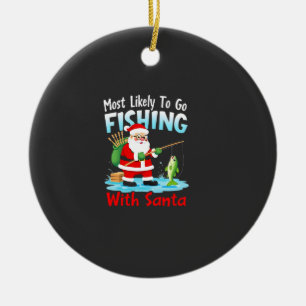 Adorno De Cerámica Navidad Feliz Navidad Para Regalo Pesca Santa (