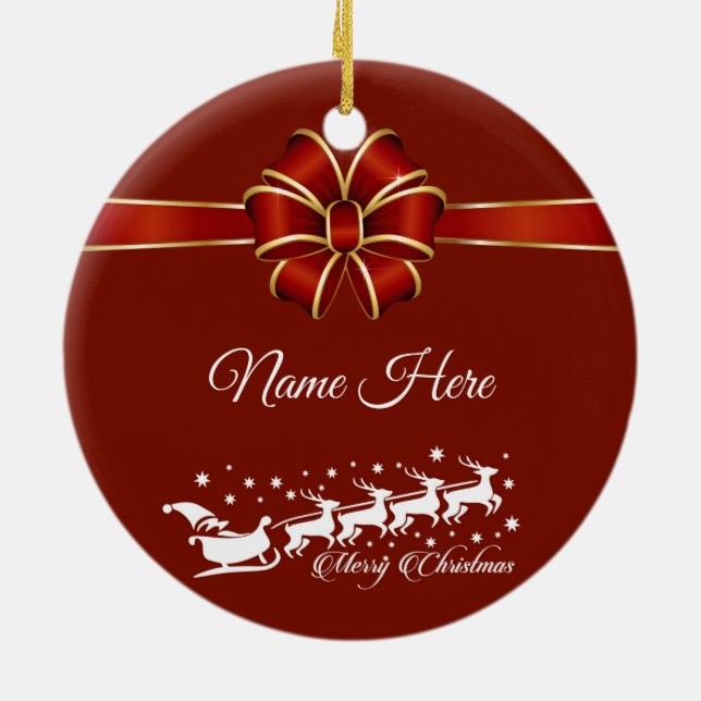 Adorno De Cerámica Navidad Feliz personalizada (Atrás)