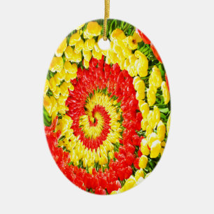 Adorno De Cerámica Navidad floral con tulipanes