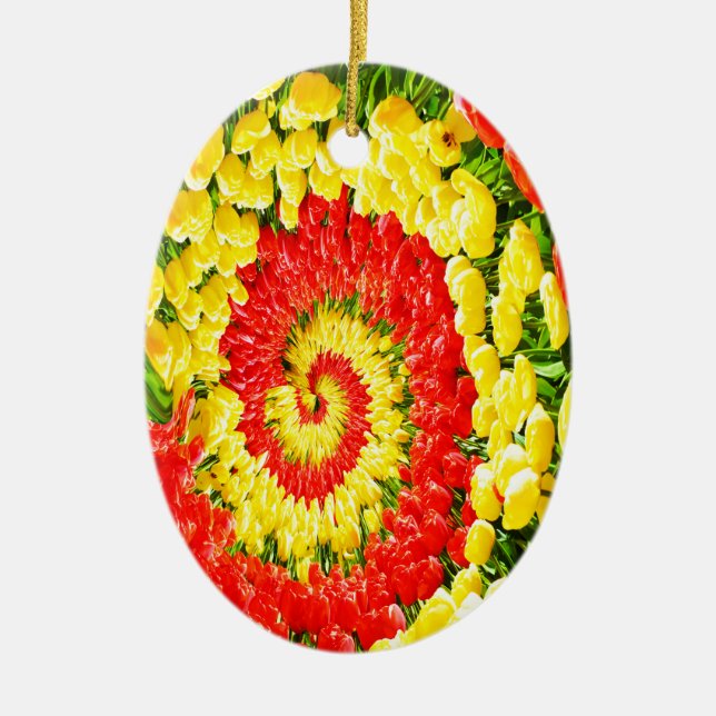 Adorno De Cerámica Navidad floral con tulipanes (Frente)