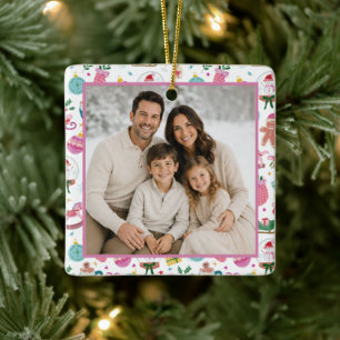 Adorno De Cerámica Navidad Foto Caprichosa Colorida