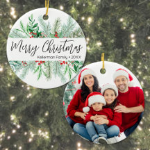 Navidad Foto Personalizada Elegante Verde