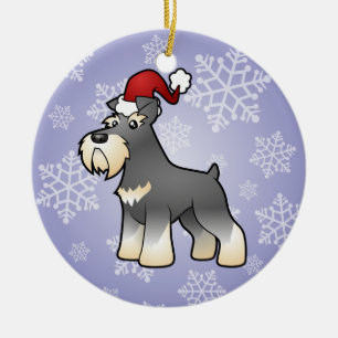 Adorno De Cerámica Navidad gigante/Schnauzer estándar/miniatura