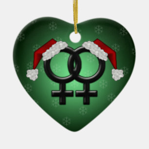 Adorno De Cerámica Navidad GLBT - Verde Lésbico
