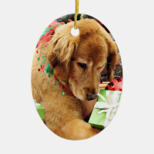 Adorno De Cerámica Navidad - golden retriever - Addison