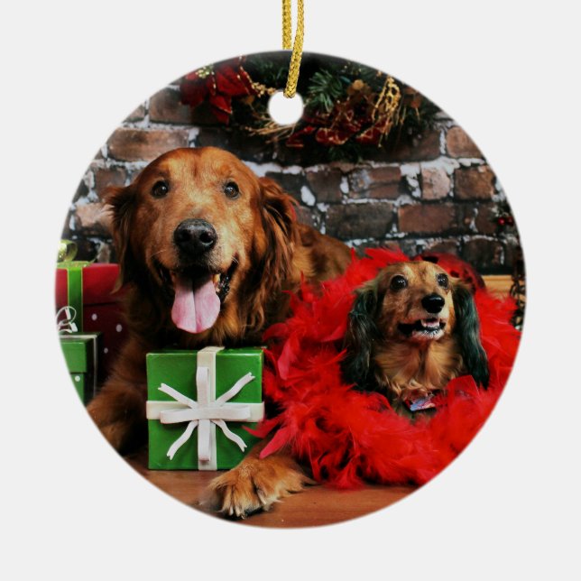 Adorno De Cerámica Navidad - golden retriever máximo - Doxie - Chloe (Frente)