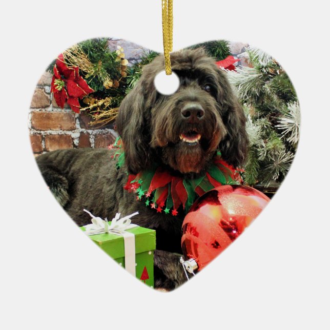 Adorno De Cerámica Navidad - GoldenDoodle - holandés (Frente)