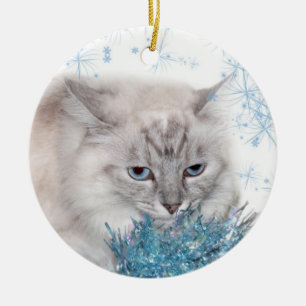 Adorno De Cerámica Navidad Himalayan del gatito