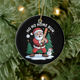Adorno De Cerámica Navidad Ho Home Run Santa Béisbol Muñeco de Nieve