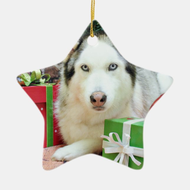 Adorno De Cerámica Navidad - husky siberiano - Juliet (Frente)