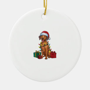 Adorno De Cerámica Navidad iluminando a Santa Rhodesian Ridgeback per