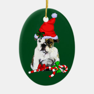 Adorno De Cerámica Navidad inglés del bulldog