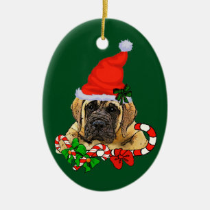 Adorno De Cerámica Navidad inglés del mastín
