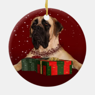 Adorno De Cerámica Navidad inglés del mastín