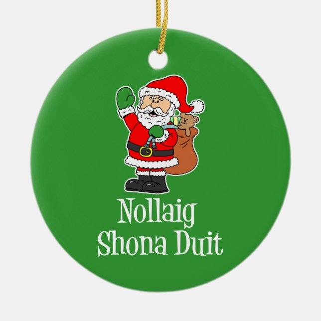 Adorno De Cerámica Navidad irlandés Santa de Nollaig Shona Duit (Frente)