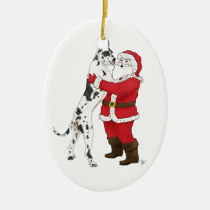 Adorno De Cerámica Navidad Jowly de great dane que saluda