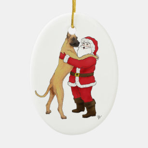 Adorno De Cerámica Navidad Jowly de great dane que saluda