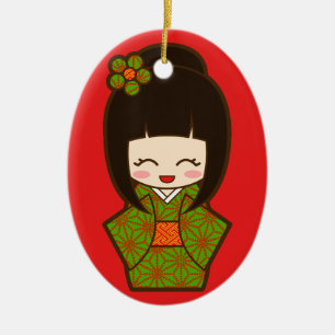 Adorno De Cerámica Navidad Kokeshi