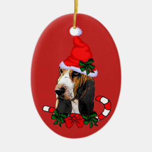 Adorno De Cerámica Navidad lindo de Basset Hound