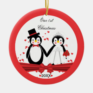 Adorno De Cerámica Navidad lindo de la boda de la novia y del novio
