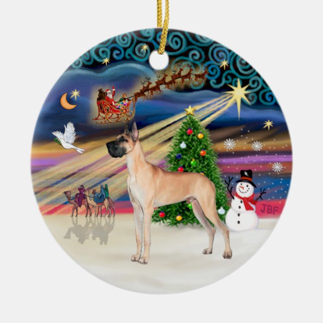 Adorno De Cerámica Navidad Magia - Fawn Great Dane (stand) (Frente)