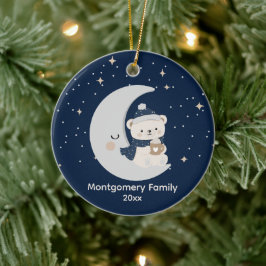 Adorno De Cerámica Navidad Media Noche Personalizada | Azul Marino, P
