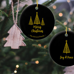 Adorno De Cerámica Navidad minimalista de oro negro